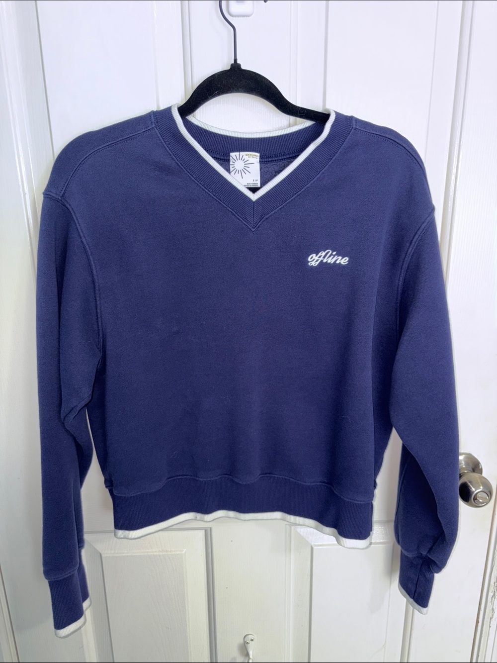 OFFLINE by Aerie navy cloud fleece v-neck sweatshirt